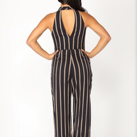 Brand New Navy Striped Jumpsuit - Picture 3 of 3